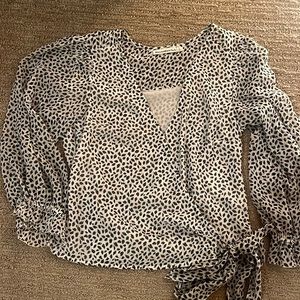 Black & White Wrap Top